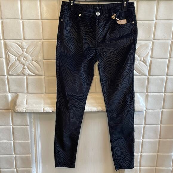 Ted Baker Black Zebra Corduroy Skinny Jeans NWT Size 28 - Picture 4 of 6